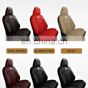 High Quality Solid Burgundy Standard Version True Genuine Leather Full Coverage SUV Car Upgrade Seat Cover Protector Kits thumbnail-4