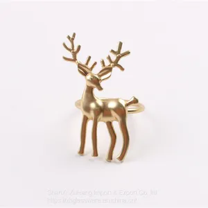 Xmas Table Decoration Metal Reindeer Horn Tissue Wedding Banquet Hotel Table Christmas Napkin Ring thumbnail-4