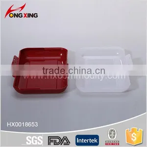 Rectangle Plastic Red Lunch Tray Box With Locked Clear Lid thumbnail-5