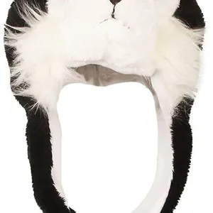 Cute Plush Animal Character Winter Hat Fun Ski Cap With Detailed Animal Face Long Ear Straps With Pom Pom Ends thumbnail-1