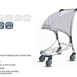 High Quality Airport Luggage Baggage Trolley Cart Hand Brake Airport Trolley thumbnail-1