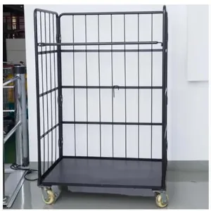 Supermarket Cargo Storage Steel Zinc Wire Mesh Roll Cage Container Pallet Trolley thumbnail-2