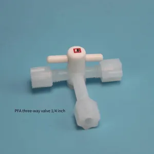 Teflon Pfa (polytetrafluoroethylene) Three - Way Valve, 1/4 Inch, Acid - and Alkali - Resistant, High - Temperature - Resistant With Hexagonal Nut thumbnail-2