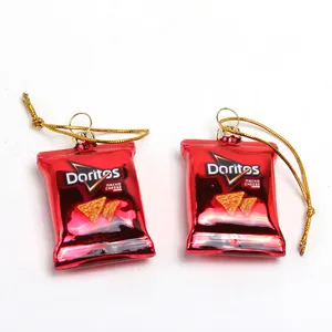 Wholesale Price Personalized Navidad Xmas Tree Hanging Decorations Custom Hand-Painted Mouth Blown Glass Potato Chips Christmas Baubles Factory thumbnail-1