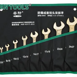 Copper Beryllium Non Sparking Double End Wrench Set 8pcs 5.5*7 Mm-24*27 mm for Oil Gas Safety thumbnail-1
