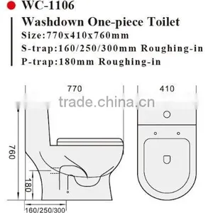 WC-1106 Washdown One-Piece Toilet With Soft Closing Cover Ramp Down Closer, Water Closet Toilet Bowl thumbnail-2