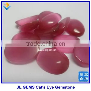 Synthetic Pink Cabochon Oval Cat's Eyes Gemstone for Fashion Jewelry thumbnail-1