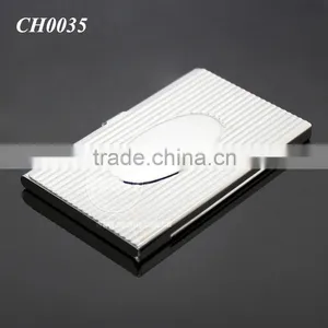 New Arrival High-Grade Name ID Card Box Organizer Lines Emboss Oval Metal Business Card Case Stainless Steel Card Holder thumbnail-3