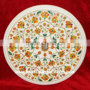 Marble Stone Inlaid Coffee Table Top Pietra Dura Art Work thumbnail-1