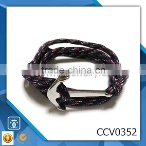 Double Heart Anchor Infinity Bracelet Fashion Red White and Blue Paracord Wrap Bradelet Leather Bracelet Stainless Steel Quality Choice thumbnail-1