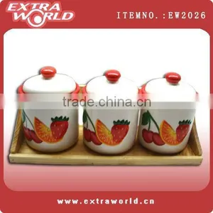 Fruited Painted Ceramic Soy Sauce and Vinegar Bottle thumbnail-1