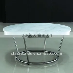Round Glass Top Stainless Steel Coffee Table CT-075 thumbnail-2