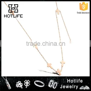 316L Women Jewellery IP Rose Gold Cross Necklace thumbnail-1