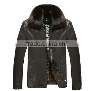 China Men's pu Leather Jacket With Fur Collar thumbnail-1
