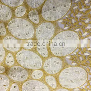 2016 China Cupion African Lace Embroidered Organza Bridal Lace Fabric Guipure Lace Fabric thumbnail-2