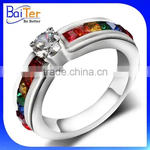 Custom Channel Setting Color Stones Stainless Steel Gay Men Ring Wholesale thumbnail-1