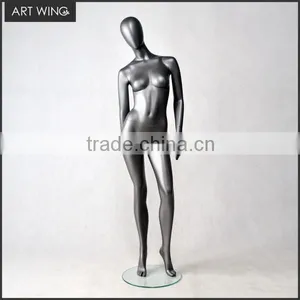 Glossy White/black Full Mannequin Female With Wooden Arms thumbnail-3
