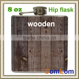 Novelty 8oz Stainless Steel Wooden Hip Flask thumbnail-1
