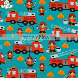 2015 New Kids Design Cartoon Fireman Breathable Elastic Cotton Spandex/Lycra Sportswear/Pajamas Fabric thumbnail-3