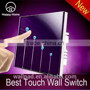 New Wallpad Pink LED Waterproof UK Tempered Glass 110~250V 4 Gang 2 Way 3 Way Electrical Touch Screen Light Control Wall Switch Quality Choice thumbnail-1