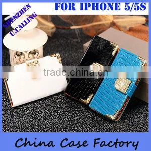 High Quality Snakeskin Pattern Flip Wallet Leather Case For Apple IPhone5 5S thumbnail-1