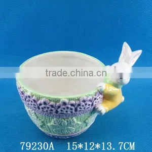 Easter Gift Ceramic Bowl and Knife With Rabbit Figurine thumbnail-5