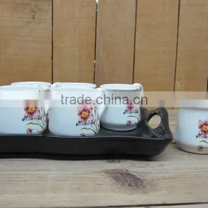 Hot Selling Ceramic Six Cups With Tray for Home/ Hotel thumbnail-1
