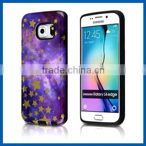 C&T Gold Foil Star 2in1 Hybrid Dual Layer Plastic Hard Shell and Fexible TPU Protective Case for Smasung Galaxy S6 Edge thumbnail-1