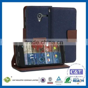 C&T Wallet Flip PU Folio Leather Cover Case Stand for Motorola Moto X thumbnail-3