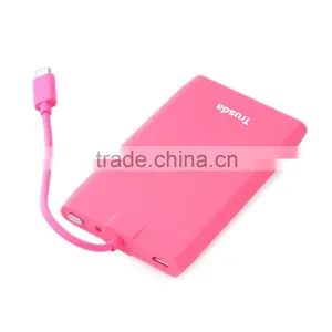 Built in Cables 3000mAh Power Bank Credit Card Shaped Portable Mobile Phone Charger thumbnail-2