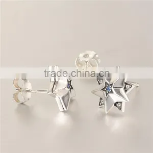 Simple Design Star Shape Stud Silver Earrings For Women thumbnail-3