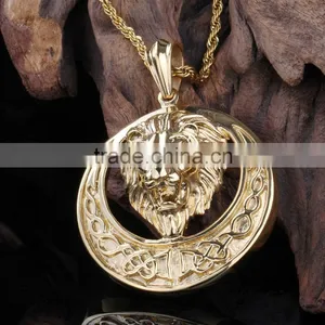 2015 New Design High Polish Animal Head Gold Coin Pendant thumbnail-1