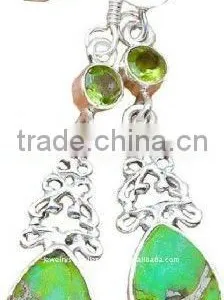 Green Copper Turquoise Peridot Jewellery Earrings thumbnail-1