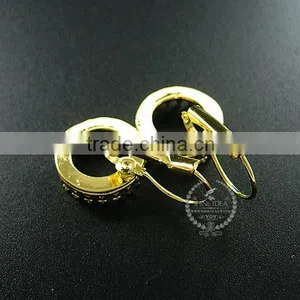 14MM Gold Plated Brass Round Crown Base Tray Pads Earrings Hoops,vintage Earrings DIY Supplies 1705038 thumbnail-3