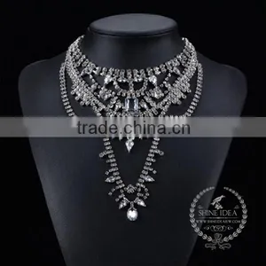 High Quality Vintage Rhinestone Chunky Statement Necklace Tin Alloy Fashion Women Pendant Necklace 6390061 thumbnail-1