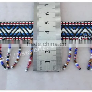 Hot Selling 5cm Width Polyester Ethnic Cheap Beaded Fringe Trim Wholesale thumbnail-6