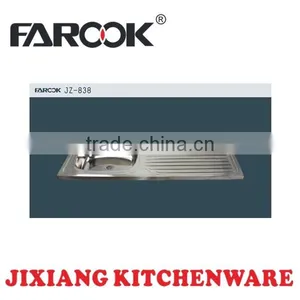 JZ-838 120*50cm Single Bowl Stainless Steel Sink With Drainboard thumbnail-1