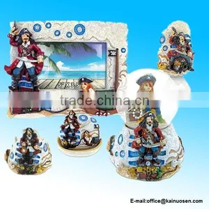 Pirate Resin Stone Finish Collection Including Picture/Photo Frame, Jewelry Box , Snow Globe, Magnet Bottle Opener and Shot Glas thumbnail-1