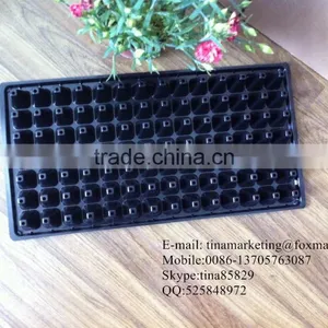Custom Strong Quality Black Shining PS Plastic Flower Seed Starting Trays 98 Cell 530*280*55mm thumbnail-3