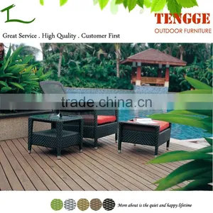 TG15-0261 Pool Side Sythetic Rattan Wicker Lounge Chair With Desk thumbnail-1