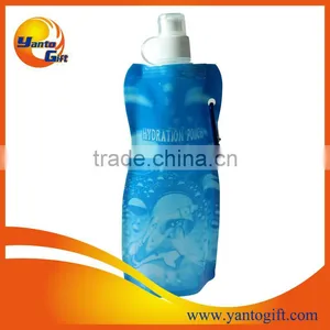 Custom Logo Printed 480 ml Blue Foldable Water Bottles thumbnail-1