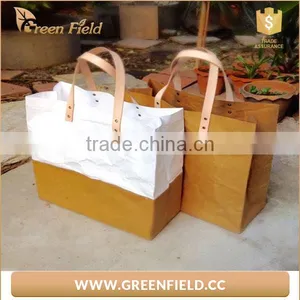 Fashion Design Washable Kraft Paper Reusable Tote Bag Shopping Bag thumbnail-2
