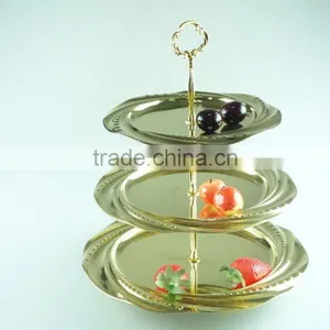 Stainless Steel Three Layer Metal Fruits Plate Leaf Decoration and Clourful thumbnail-4