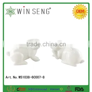 Cute Craft Decorative Easter Ceramic White Rabbits Deocrations for Easter thumbnail-1