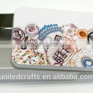 6" Vintage Style Jewelry Desing Storage Tin Box Trinket thumbnail-1