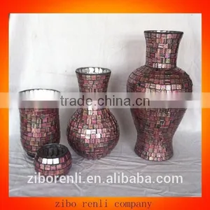 Color Mosaic Modern Flower Vase Tall Glass thumbnail-1