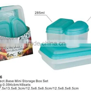 6pcs Rect.Base Mini Food Storage Lunch Box and Food Container Set thumbnail-1