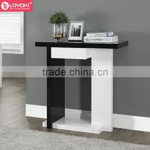 Glossy White/Black Hall Console Accent Sofa Table With Drawer thumbnail-1