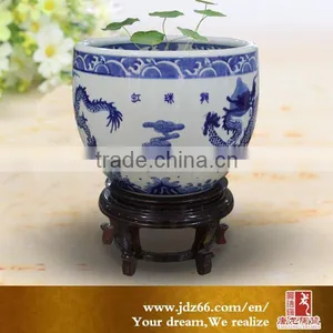 Chinse Style Excellent Quality Handpainted Dragon Blue White Porcelain Flower Pots thumbnail-2