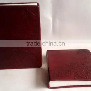 Handmade Genuine Plain Pippin Embossed Paisley Design Leather Notebook thumbnail-4